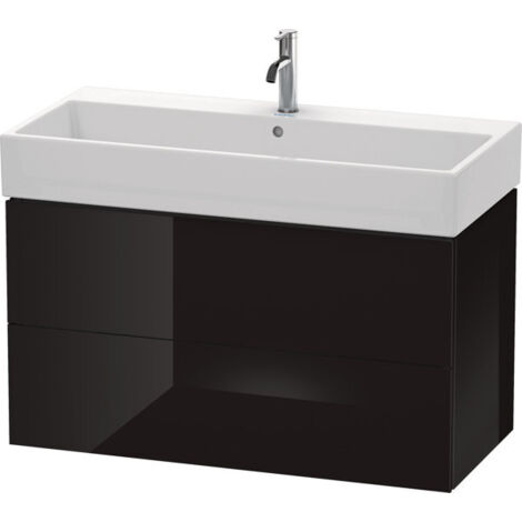 Mueble bajo lavabo L-CUBE 544x984x459mm negro alto brillo