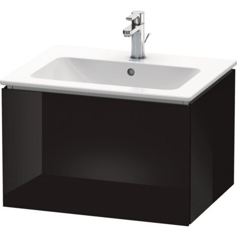 Mueble bajo lavabo L-CUBE 620x481x400mm negro alto brillo