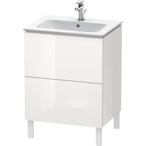 Mueble bajo lavabo L-CUBE 620x481x704mm blanco brillo falta