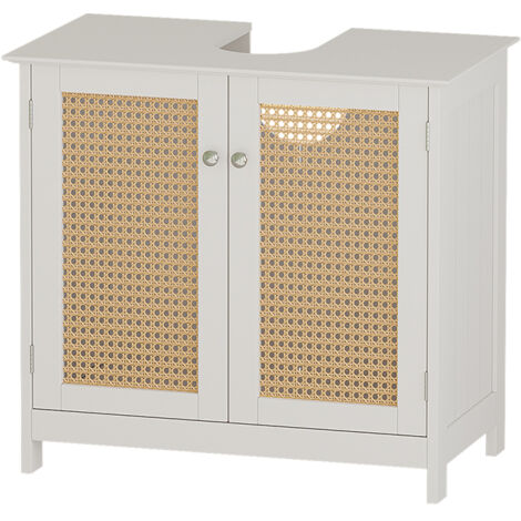 Mueble bajo lavabo Rosario, Blanco, 60 x 58 cm con 2 puertas, Vicco