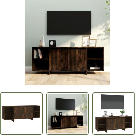 Mueble bajo -  Mueble de TV madera de ingeniería roble ahumado 130x35x50 cm