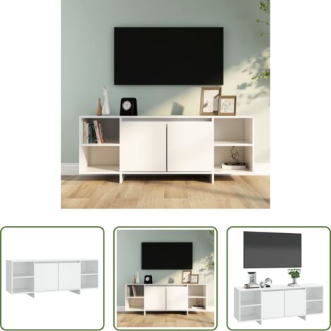 Mueble bajo -  Mueble para TV madera contrachapada blanco 130x35x50 cm