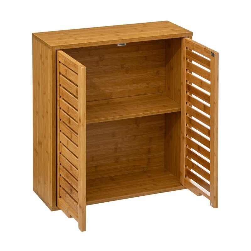 Five - Mueble Auxiliar 2 Puertas Sicela Marrón, Fabricado en Bambú, Moderno y Práctico, Para Cualquier Estancia, 52x59x20cm