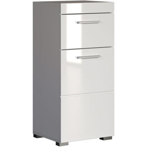 Mueble bajo para baño AMANDA - 1 puerta + 1 cajón - L37 x P31 x H79 cm - Blanco - TRENDTEAM