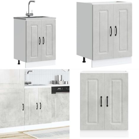 Mueble bajo para fregadero Kalmar gris hormigón 60x46x81,5 cm - Almacenamiento bajo fregadero - Mueble de cocina
