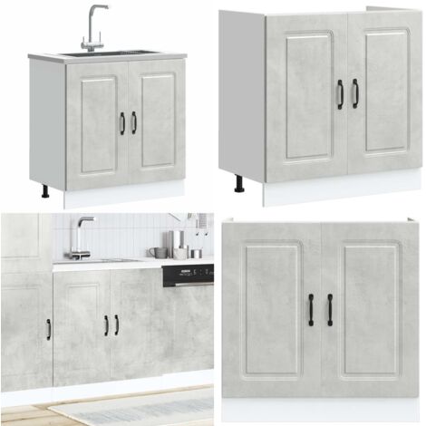 Mueble bajo para fregadero Kalmar gris hormigón 80x46x81,5 cm - Almacenamiento en cocina - Muebles para cocina