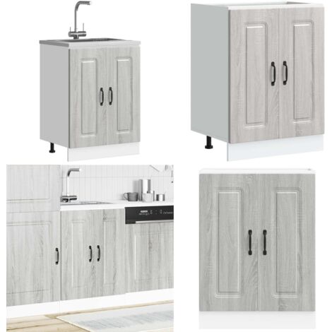 Mueble bajo para fregadero Kalmar gris sonoma 60x46x81,5 cm - Almacenamiento en cocina - Muebles para cocina