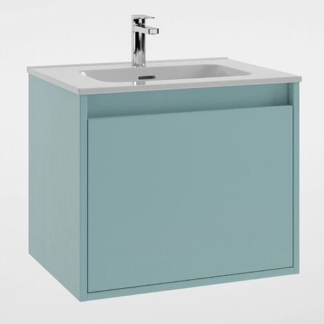 Mueble baño 60 cm + Lavabo | Tribeca | L 60 X A 50 X P 45 cm Azul Aqua