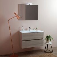 MUEBLE BAÑO 80 CM CON COMPARTIMIENTOS BERLÍN OLMO LEONE LAVABO CERÁMICO LUZ LED