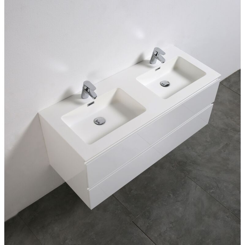 Mueble de baño Alice 1200 blanco brillo intenso - espejo opcional:sin espejo, Mate