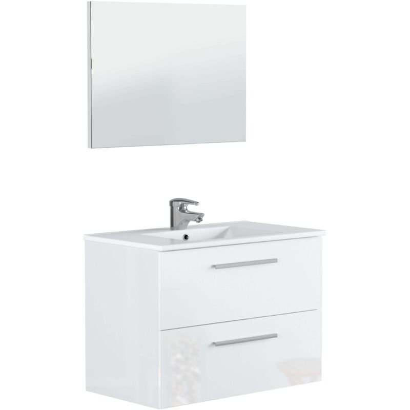 

Mueble baño Aruba 2 cajones con espejo blanco 57x80x45 Con lavabo cerámico