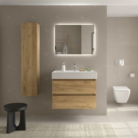 Mueble baño Bequia 100cm y lavabo Roble 100x45x66