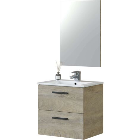 MUEBLE BAÑO CON ESPEJO ATHENA 57X60X45 CM ROBLE ALASKA