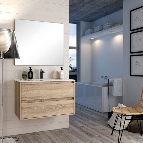 Mueble baño Sandra - Natural - 2 cajones - 80 cm