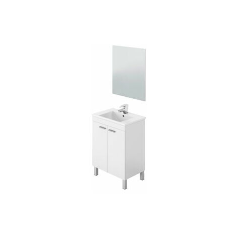 Mueble de baño blanco brillo 2 puertas 60x45 (LAVABO OPCIONAL)
