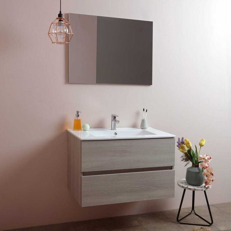 

Mueble Baño 80 Cm Con Compartimientos Fregadero De Cerámica Berlín Olmo Leone
