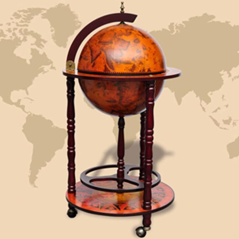 

Mueble bar de bola del mundo madera de eucalipto - Marrón