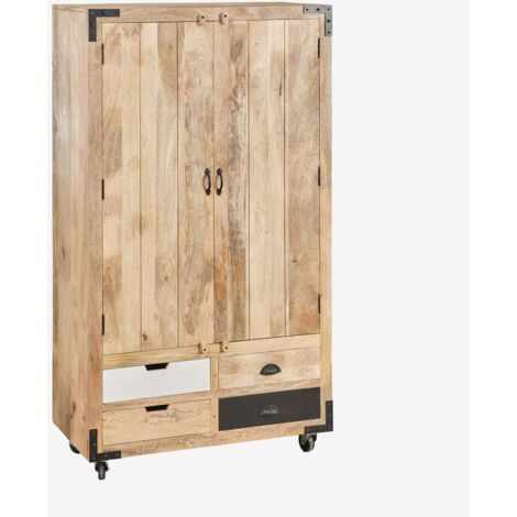 Aparador De Salón Skraut Home Estilo Industrial - 150x87x35 Cm, 3 Puertas, Roble Y Negro, Gran Capacidad