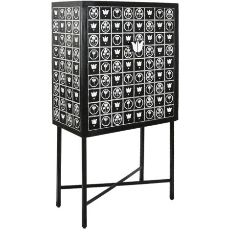 Mueble Bar Hueso Hierro 80X40X153 Taracea Bicolor