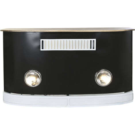 Mueble Bar Mango Hierro 157X52X90 Focos Negro MB205016