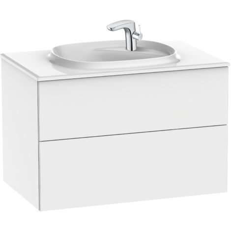 Mueble base con dos cajones y lavabo de FINECERAMIC® BEYOND - ROCA Color: Blanco brillo - Medidas: 800 mm