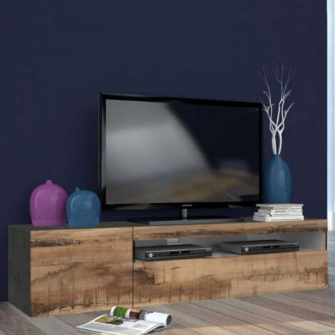 Mueble base TV industrial 155 cm puerta cajón abatible Daiquiri Pero Ardesia M