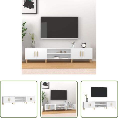 Mueble blanco -  Mueble de TV blanco 180x31,5x40 cm madera de ingeniería