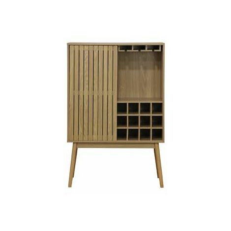 Mueble Botellero bajo Trend 1 puerta corredera acabado chapa de fresno, 120cm(alto) 80cm(ancho) 40cm(fondo).