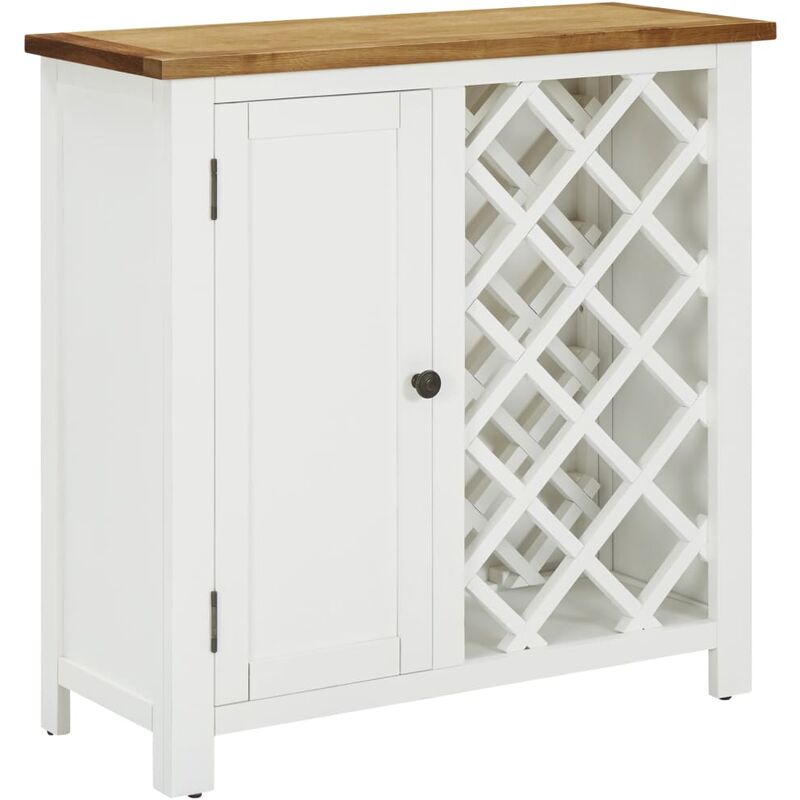 

Mueble botellero de madera maciza de roble 80x32x80 cm - Blanco - Vidaxl