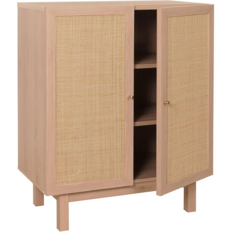 Mueble buffet con 3 compartimentos en ratán kubu de mango de madera maciza 98 x 79 x 42 cm natural 04000598