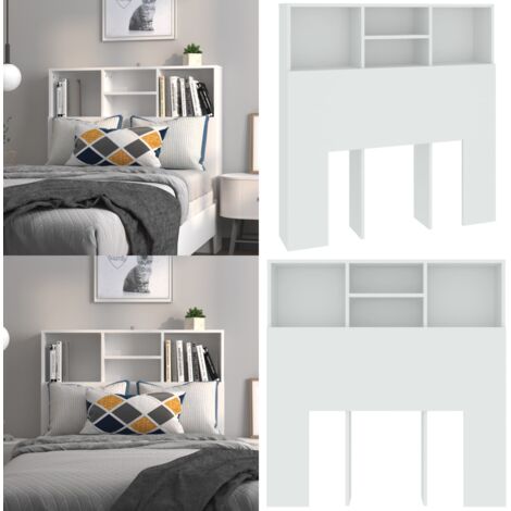 Mueble cabecero blanco 100x19x103,5 cm - Mueble de dormitorio - Armario blanco