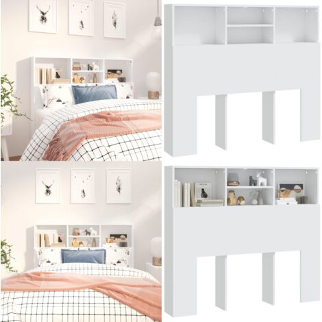 Mueble cabecero blanco 120x19x103,5 cm - Mueble para dormitorio - Armario blanco