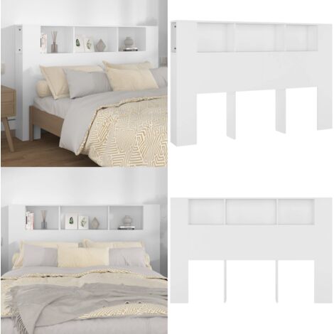Mueble cabecero blanco 160x18,5x104,5 cm - Mueble de dormitorio - Armario blanco