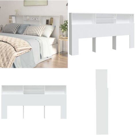 Mueble cabecero blanco 200x19x103,5 cm - Mueble de dormitorio - Armario de pared