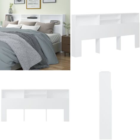 Mueble cabecero blanco 220x19x103,5 cm - Mueble de dormitorio - Armario de pared