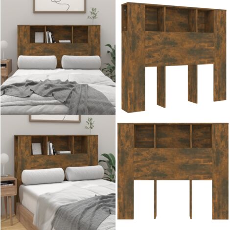 Mueble cabecero color roble ahumado 120x18,5x102,5 cm - Mueble para dormitorio - Armario de pared