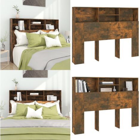Mueble cabecero color roble ahumado 140x19x103,5 cm - Mueble de dormitorio - Armario de pared