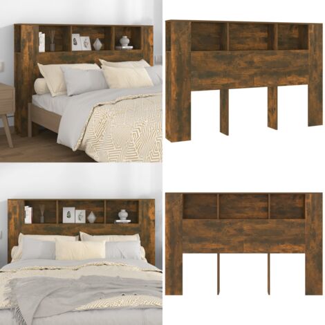 Mueble cabecero color roble ahumado 160x18,5x104,5 cm - Mueble para dormitorio - Armario de pared