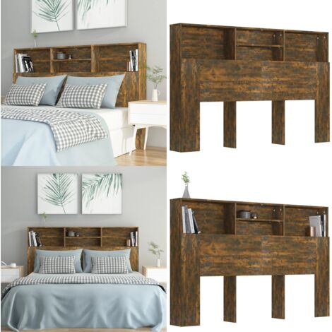 Mueble cabecero color roble ahumado 160x19x103,5 cm - Mueble para dormitorio - Armario de pared