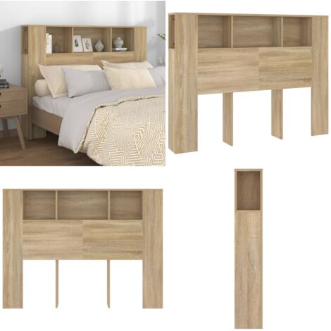 Mueble cabecero color roble Sonoma 140x18,5x104,5 cm - Mueble para dormitorio - Armario de pared