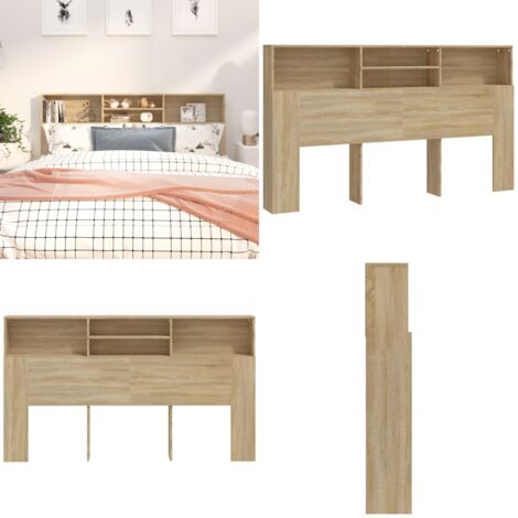 Mueble cabecero color roble Sonoma 180x19x103,5 cm - Mueble para dormitorio - Armario de pared