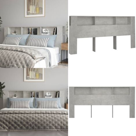 Mueble cabecero gris hormigón 220x18,5x104,5 cm - Mueble de dormitorio - Armario de pared
