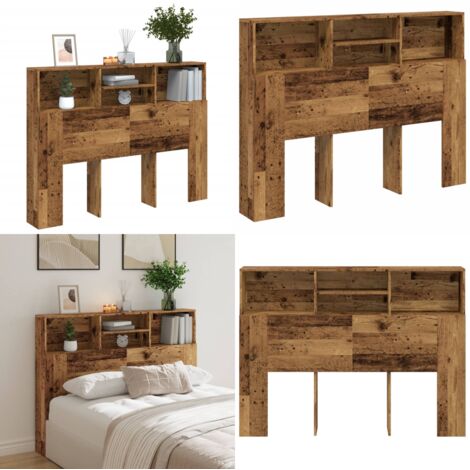 Mueble cabecero madera envejecida 140x19x103,5 cm - Mueble de dormitorio - Madera envejecida