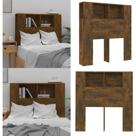Mueble cabecero roble ahumado 100x18,5x102,5 cm - Mueble de dormitorio - Armario de pared