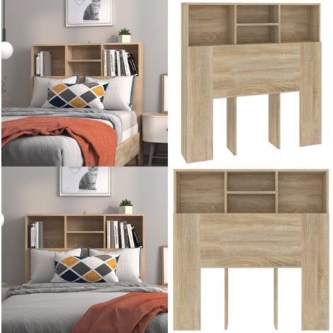 Mueble cabecero roble Sonoma 100x19x103,5 cm - Mueble de dormitorio - Armario de pared