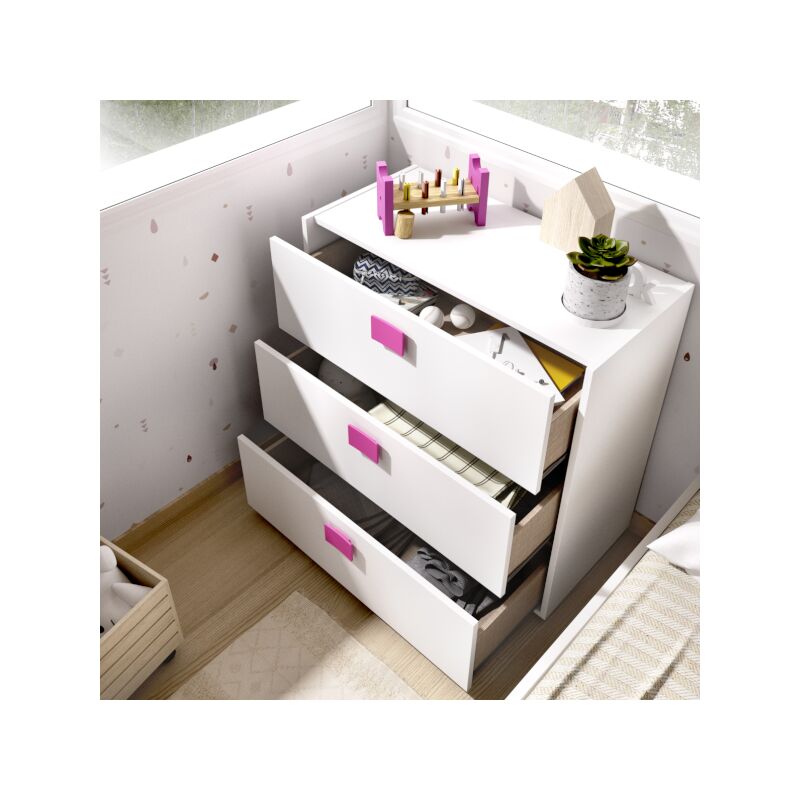 

Mueble Cajonera 3 cajones Blanca 79 cm (alto) x 81 cm (ancho) x 40 cm (prof.) ROSA