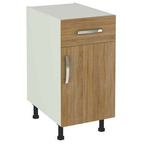 Mueble cocina bajo con 1 cajón y 1 puerta en roble cortez. 83 cm(alto)40 cm(ancho)58 cm(largo)
