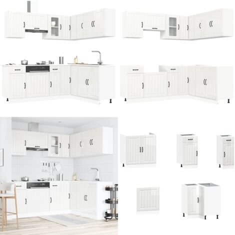 Mueble cocina Kalmar blanco brillo 11 pzas madera contrachapada - Muebles cocina - Almacenamiento cocina