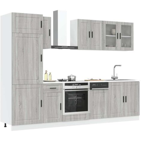 Mueble cocina Kalmar  gris 8 pzas madera contrachapada