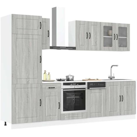 Mueble cocina Kalmar  gris 8 pzas madera contrachapada